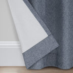 Eclipse Carter Draftstopper Light Filtering Grommet Lined Window Curtains For Living Room (2 Panels), 37 In X 84 In, Denim