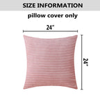 Home Brilliant Pink Pillow Cover 24X24 Euro Sham Covers Striped Corduroy Velvet Large Throw Pillows For Couch Cushion Cover For