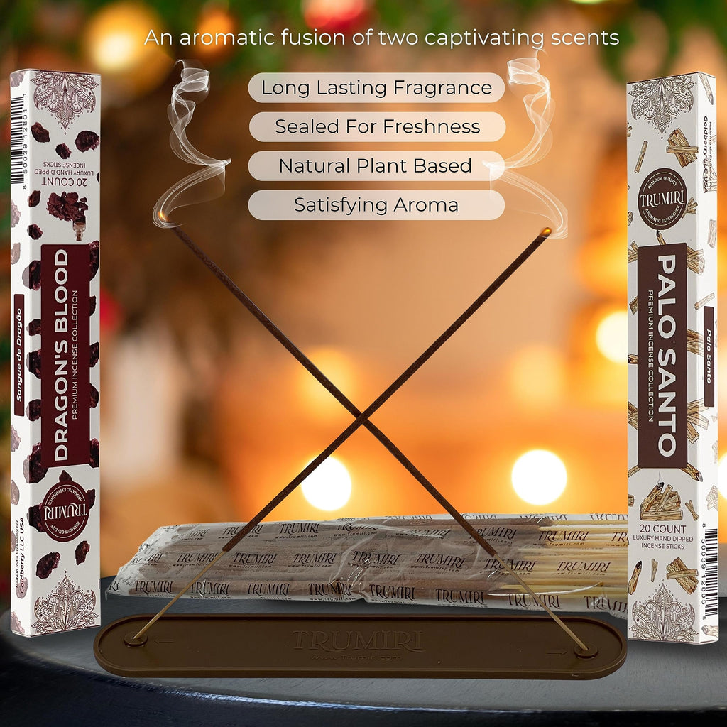 Trumiri Incense Sticks - Combo Pack Of 40 Insence-Sticks - 20 Dragons Blood + 20 Palo Santo - Insenses - Insents - Incents - Ins
