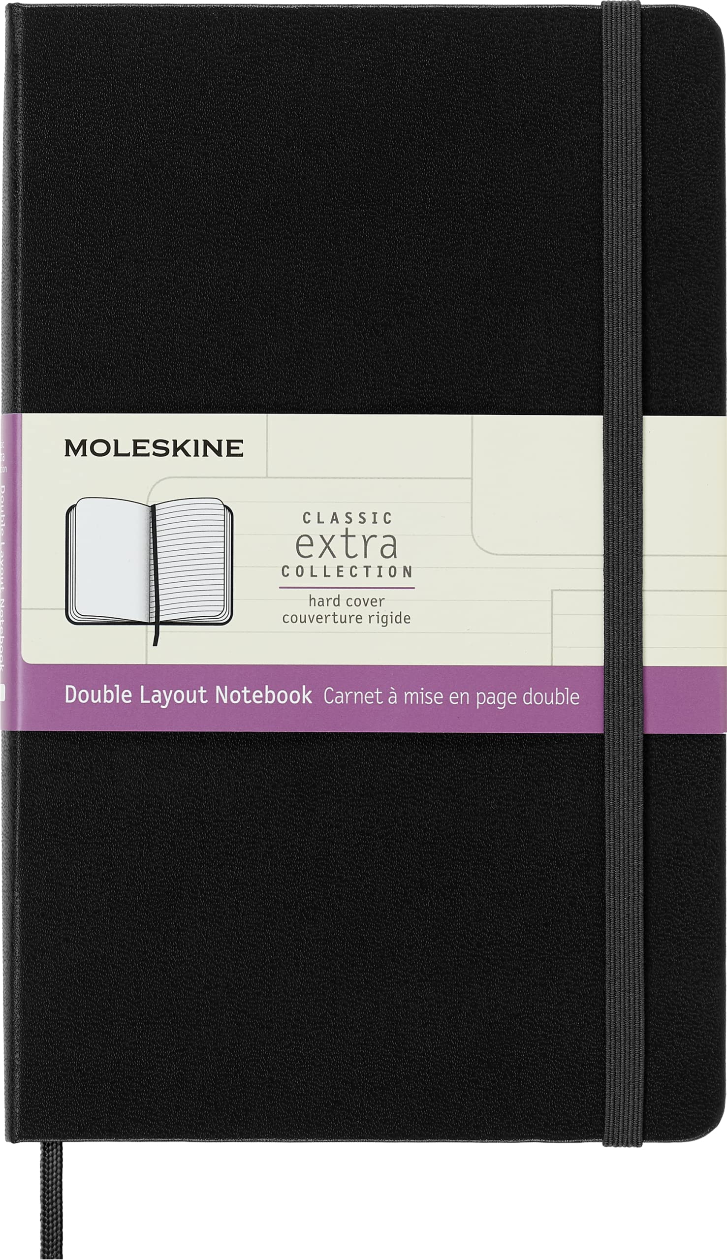 Moleskine Classic Notebook, Hard Cover, Large (5' X 8.25') Double Layout, Ruled/Plain, Black, 240 Pages