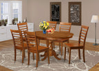 East West Furniture POML7-SBR-W 7 Piece Kitchen Set Consist of an Oval Table with Butterfly Leaf and 6 Dining Room Chairs, 42x60 Inch