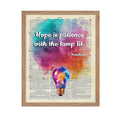 Poster Master Dictionary Art Poster - Hope is Patience Print - Lamp Art - Watercolor Art - Motivational Quote Art - Inspiring Gi