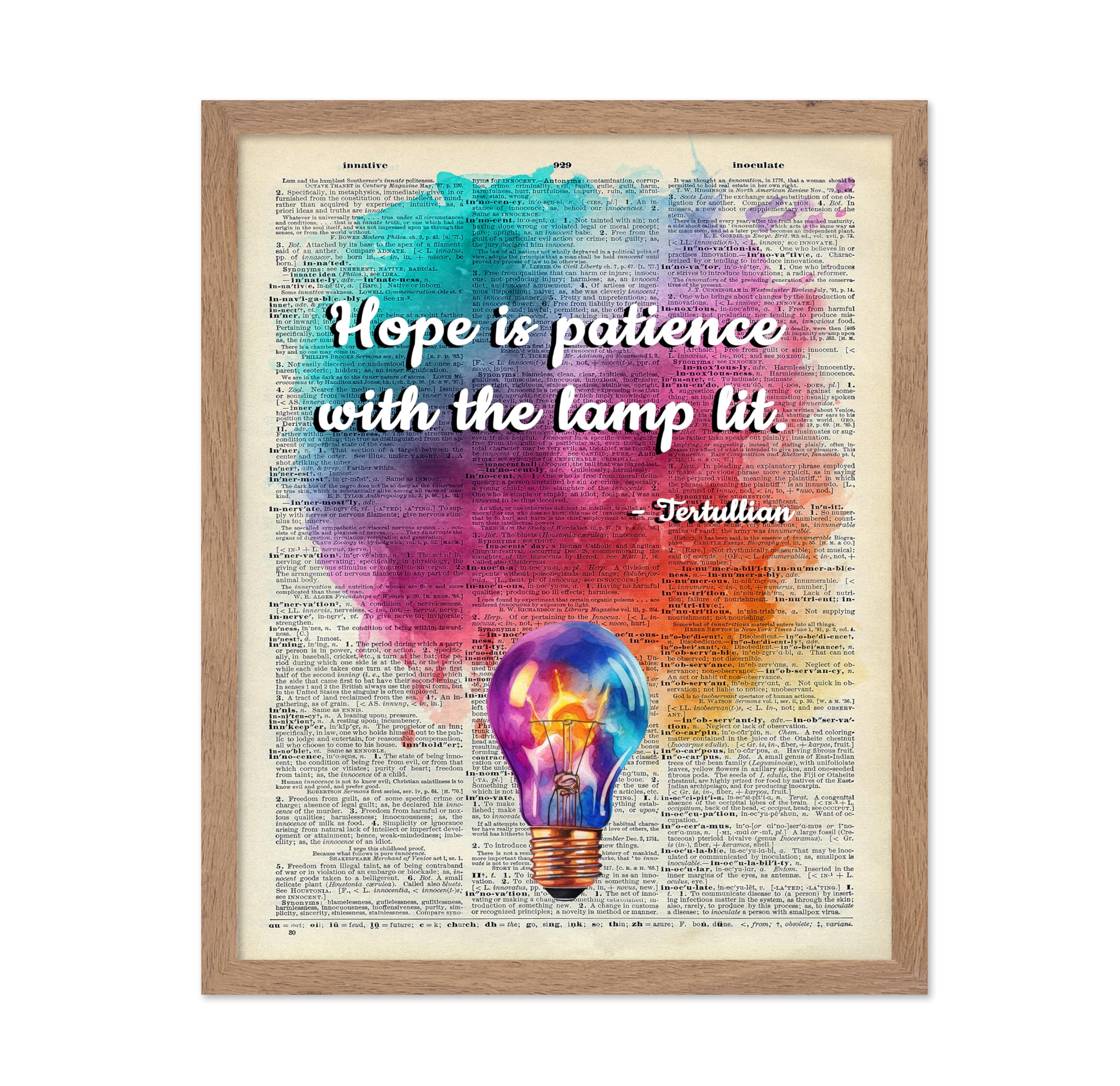 Poster Master Dictionary Art Poster - Hope is Patience Print - Lamp Art - Watercolor Art - Motivational Quote Art - Inspiring Gi