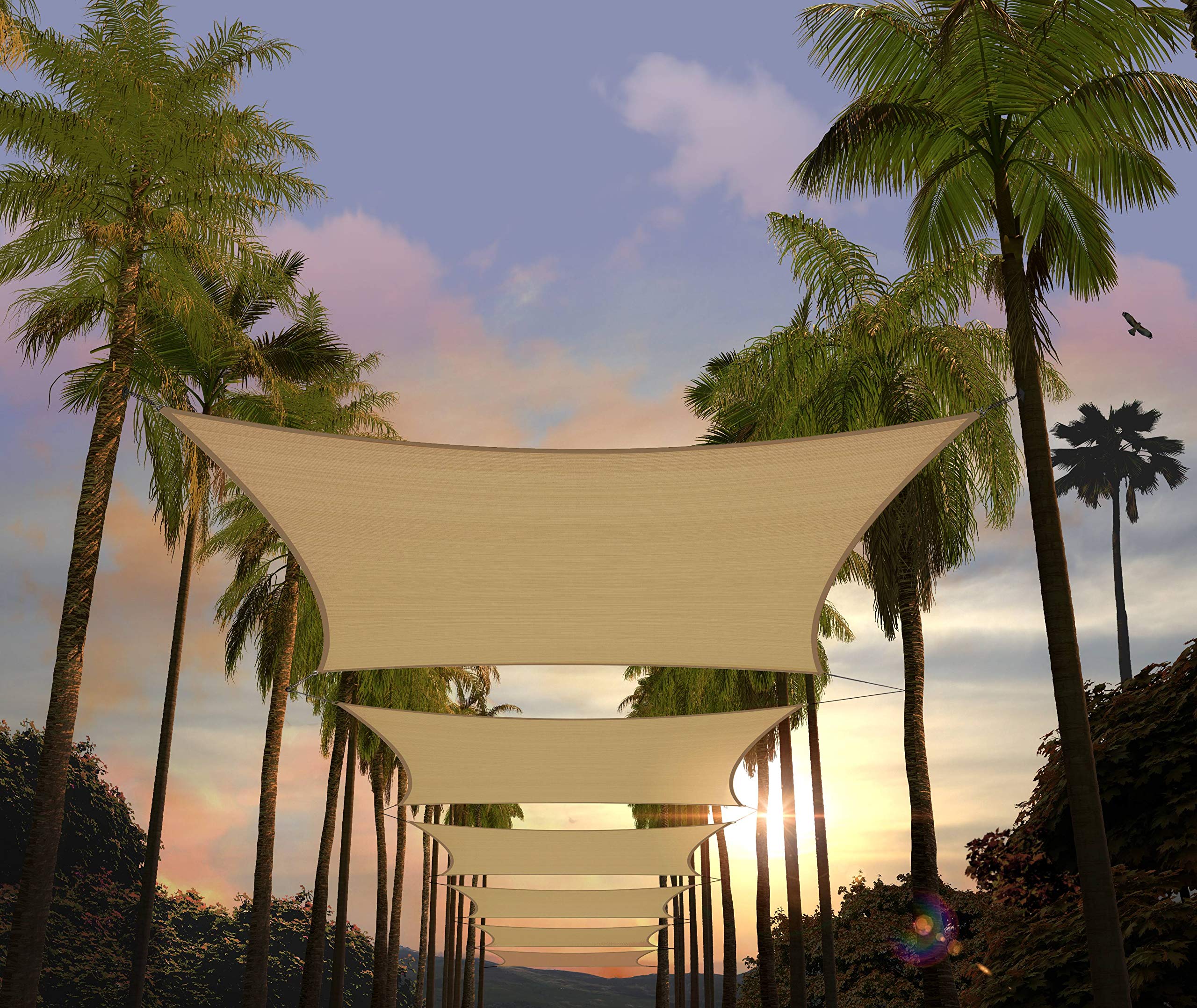 Amgo 10' X 16' Sand Beige Rectangle Sun Shade Sail Canopy Awning Upf50+ Agtapr1016, 95% Uv Blockage, Water & Air Permeable, Comm