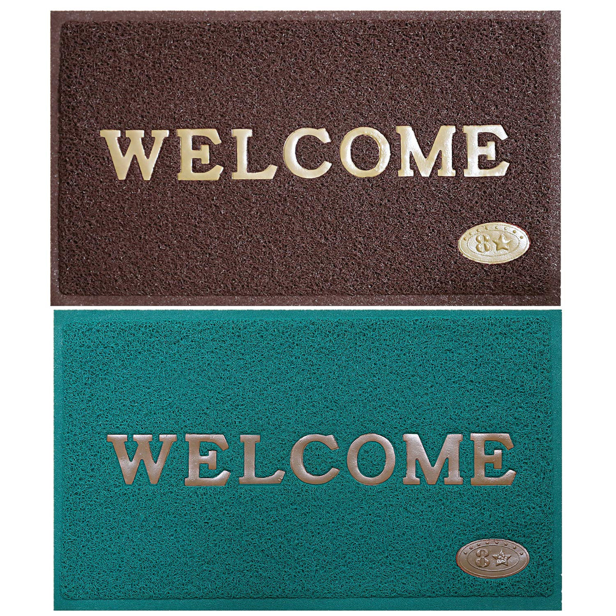 Kuber Industries Pvc Anti Skid 2 Pieces Welcome Door Mat (Brown & Green) -Ctltc11183