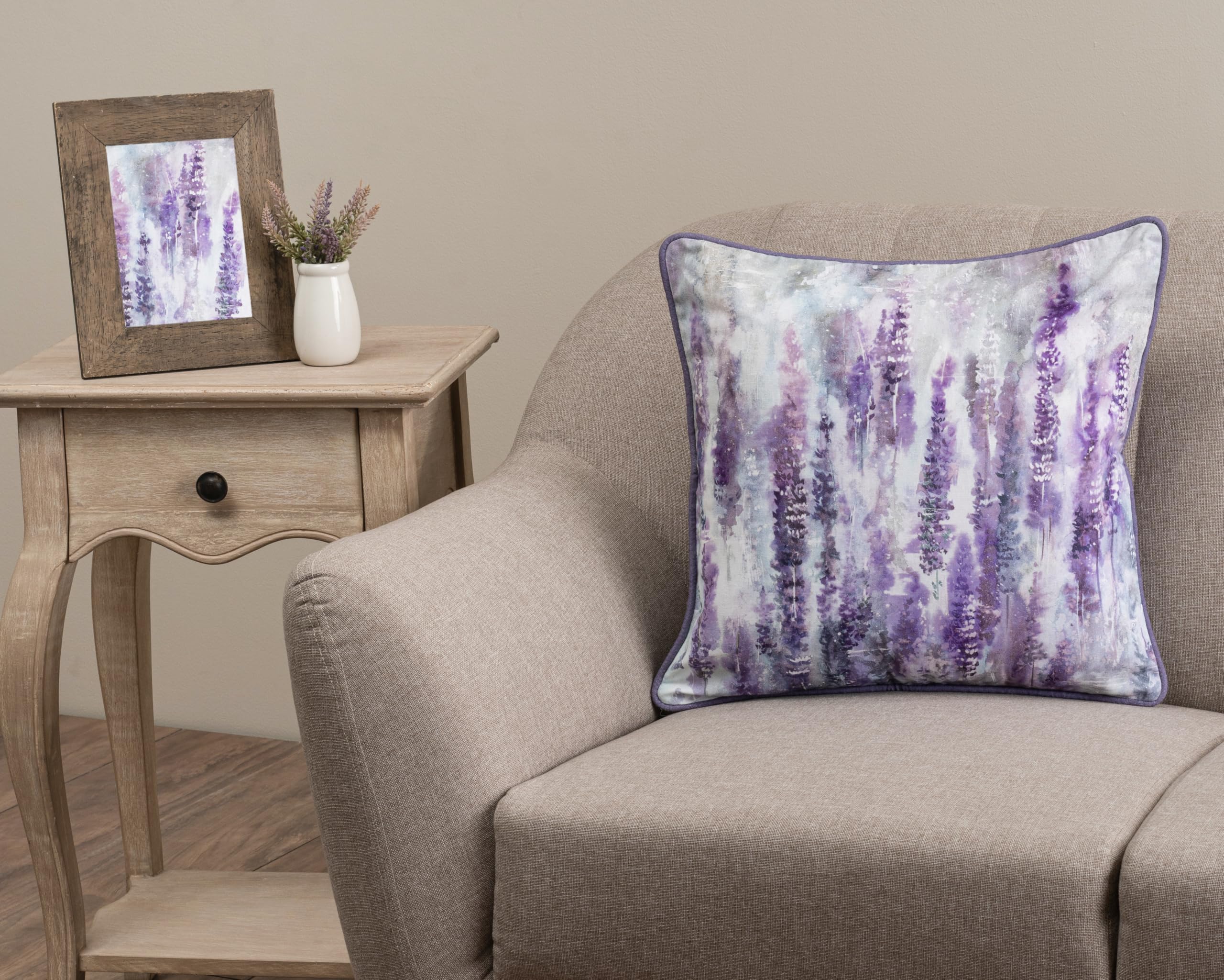 Maison D' Hermine Decorative Pillow Cover 100% Cotton, Toile Washable Cushion Cover With Invisible Zipper For Living Room, Sofa, Rose Lavender Sage - Lavender Morning - Spring/Summer (18'X18')