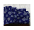 Pointehaven Flannel Deep Pocket Set With Oversized Flat Sheet, Full, Snow Flakes Navy