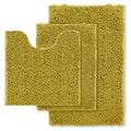 Gold Bathroom Rugs Sets 3 Piece Extra Soft Chenille Bathroom Mats Non Slip Bath Mat Set,Absorbent Shaggy Rugs Perfect Plush Bath