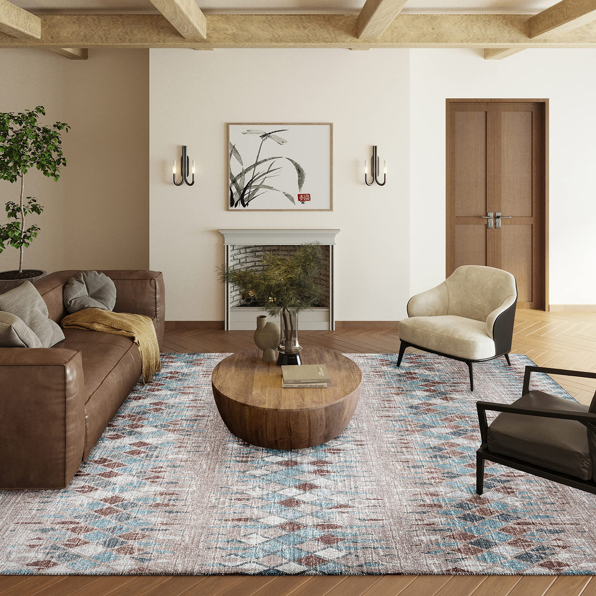 Addison Rugs Rylee Ary35 Blue Washable 10' X 14' Indoor Outdoor Area Rug, Easy Clean, Machine Washable, Non Shedding, Bedroom, Entry, Living Room, Dining Room, Kitchen, Patio Rug