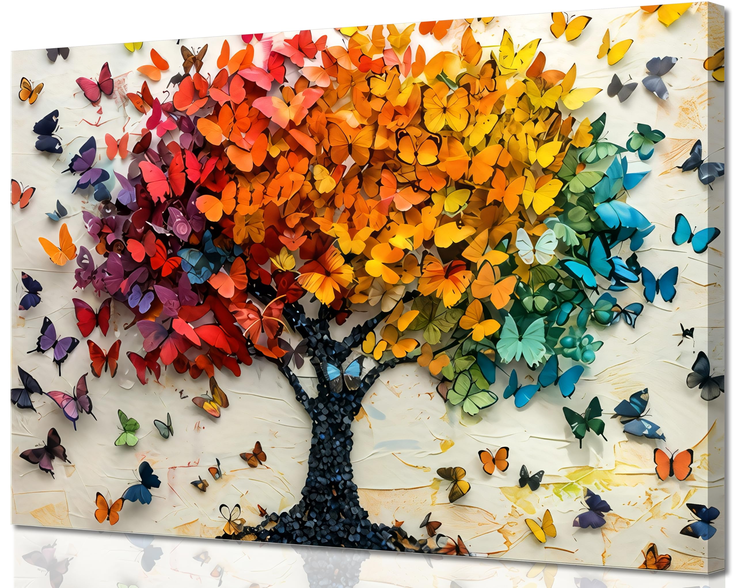 Colorful Butterfly Tree Canvas Wall Art Tree of Life Canvas Painting Picture Wall Decor Cute Butterfly Picture Poster Print Artw