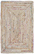 SAFAVIEH Cape Cod Collection Accent Rug - 23 x 4, Beige & Multi, Handmade Boho Braided Jute & Cotton, Ideal for High Traffic A