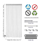 2 Pcs Door String Curtain Doorway Beads Curtains,Hanging Room Divider Beaded Decor Hippie Glitter Fringe Panel Closet Window Wal
