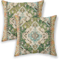 Betginy Boho Pillow Covers 24X24, Olive Green Ethnic Design Outdoor Decorative Throw Pillows For Couch, Carpet Pattern Decor Cus