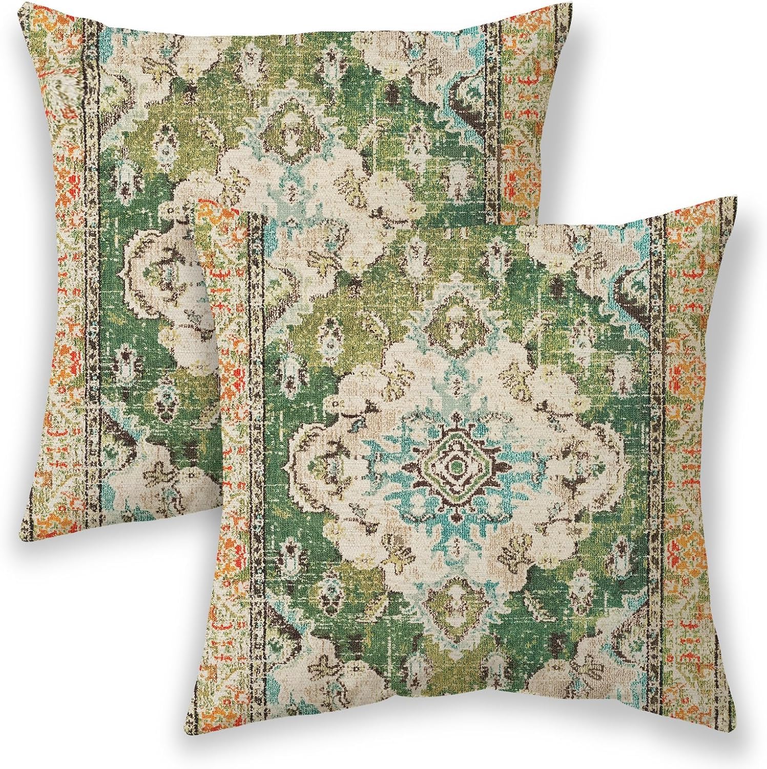 Betginy Boho Pillow Covers 24X24, Olive Green Ethnic Design Outdoor Decorative Throw Pillows For Couch, Carpet Pattern Decor Cus