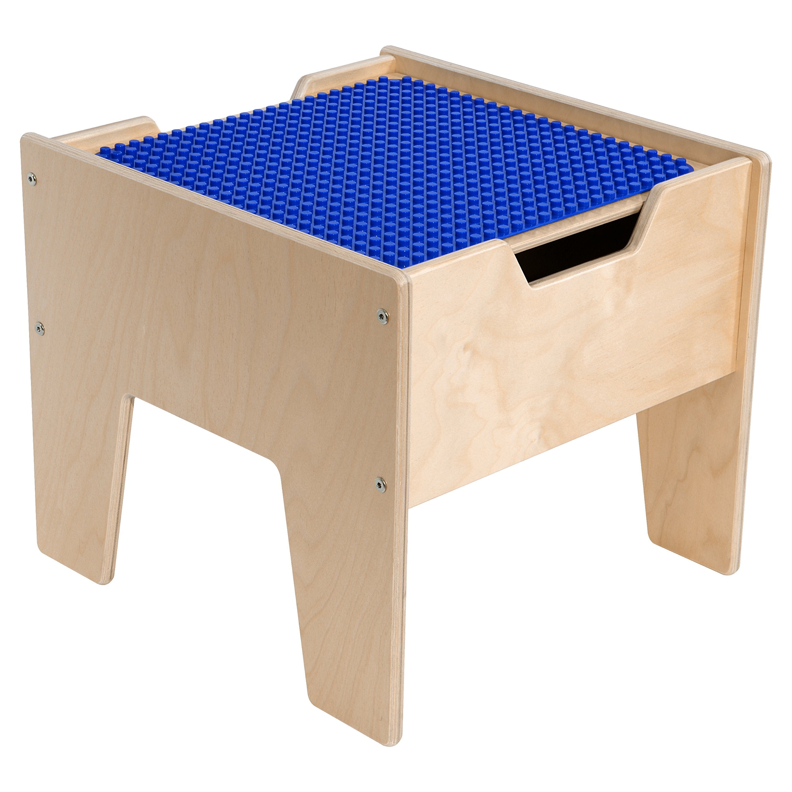 Contender C991300-PB 2-N-1 Activity Table with DUPLO Compatible Top, RTA, Wood, Blue/Natural