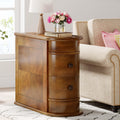 Trggivs Solid Wood End Table with 2 Drawers and Shelves, No Assembly Required Narrow Sofa Side Table for Living Room, Vintage Sl