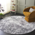 SAFAVIEH Amelia Collection Area Rug - 67 Round, Charcoal & Ivory, Modern Abstract Design, Non-Shedding & Easy Care, Ideal for T