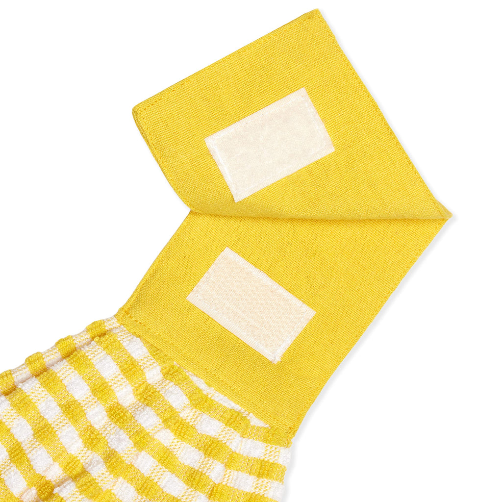 Cackleberry Home Gingham Check Terrycloth Hanging Kitchen Hand Towel Cotton With Button Accent, Set Of 2 (Charcoal Gray)