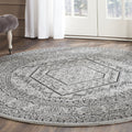 SAFAVIEH Adirondack Collection Area Rug - 4 Round, Silver & Black, Oriental Medallion Design, Non-Shedding & Easy Care, Ideal f