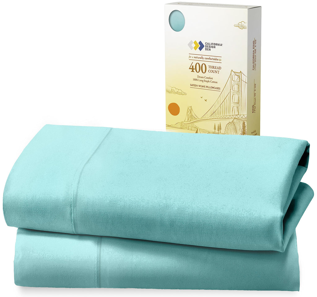 Standard Queen Size Pillowcase Set - 400 Thread Count, 100% Cotton Sateen, Set Of 2 Pillow Covers, Breathable, Cooling, Extra Soft Pillowcases For Kids, Teens, Women & Men - Teal
