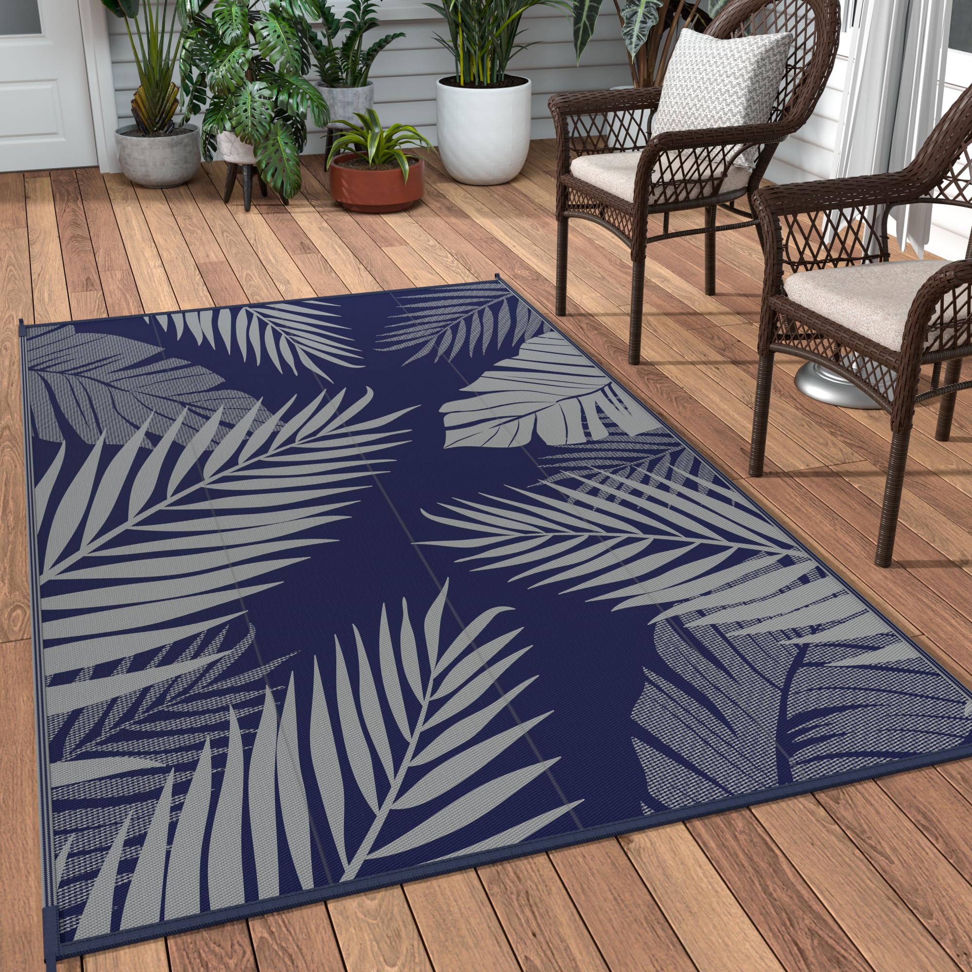 Genimo Outdoor Rug 3' X 5' Waterproof For Patios Clearance, Reversible Outdoor Plastic Straw Camping Rug Carpet, Large Area Rugs