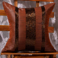 Scarlett Linens Embroidered Cushion Covers 16X16 Inches | Brown Beaded Handmade Cushion Covers Pack Of 1 | Festive Christmas Dec