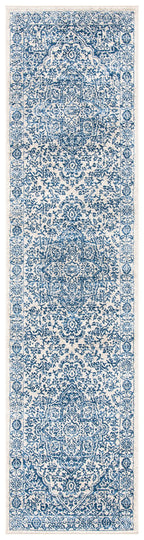 Safavieh Brentwood Collection 2' X 6' Navy / Light Grey Bnt832M Medallion Distressed Non-Shedding Living Room Entryway Foyer Hal