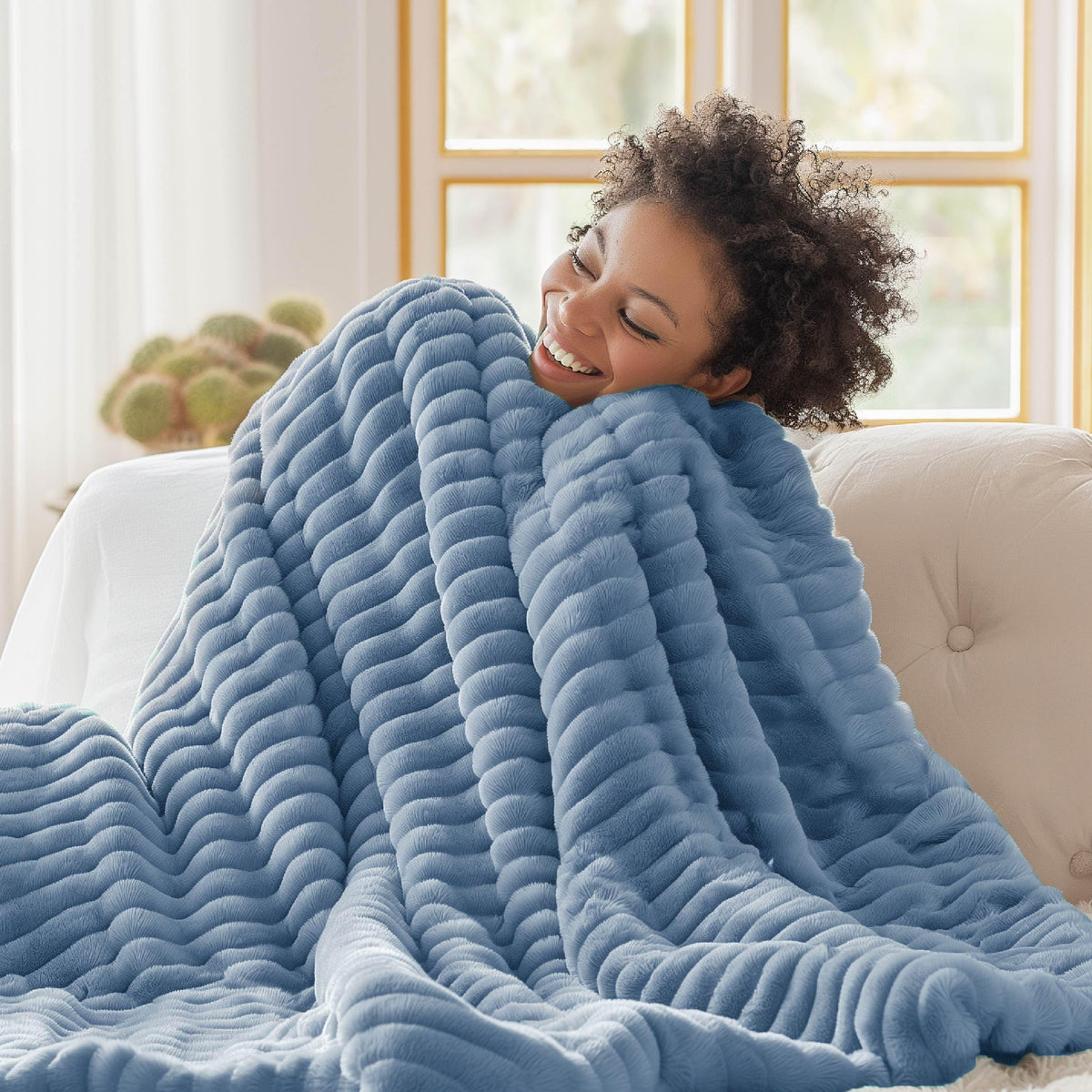Bedsure Throw Blanket For Couch - Super Soft Cozy Blankets For Women, Cute Small Blanket For Girls, Ashley Blue,50X60 Inches