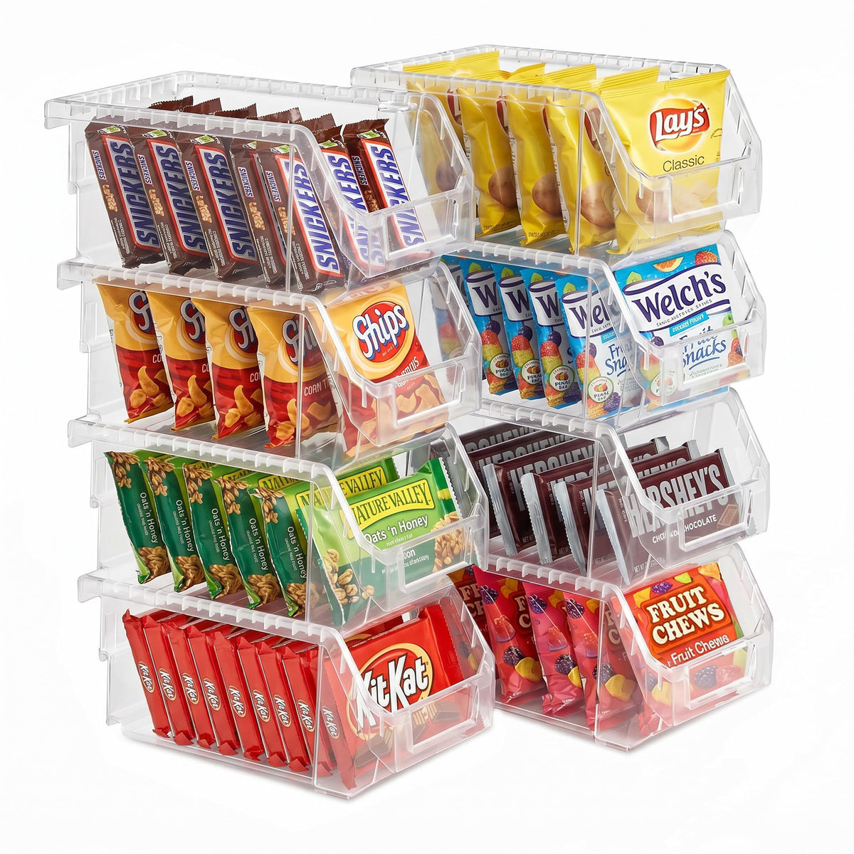 Sorbus Clear Stackable Storage Bins 8 Pack  Open Front Plastic Stackable Pantry Organizer Bins for Pantry Snack Organizer, Clos