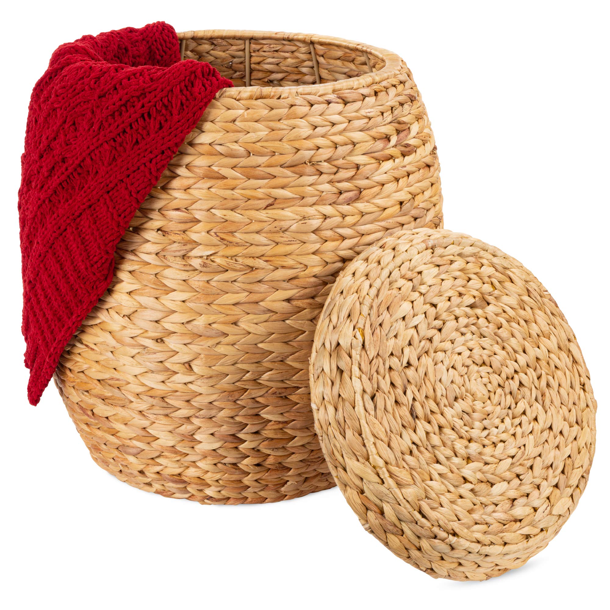 Best Choice Products Vintage Multipurpose Hyacinth Storage Basket, Plant D  cor, Handwoven Organizer Tote for Bedroom, Living Ro