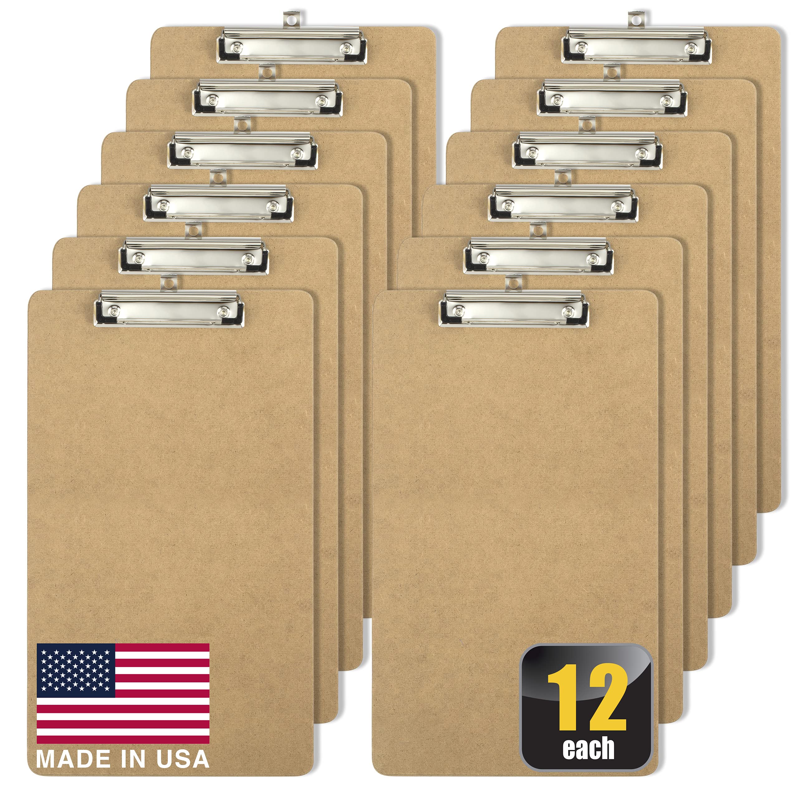 Officemate Recycled Legal Size Wood Clipboard, Low Profile Clip, 12 Pack, Brown (83227)