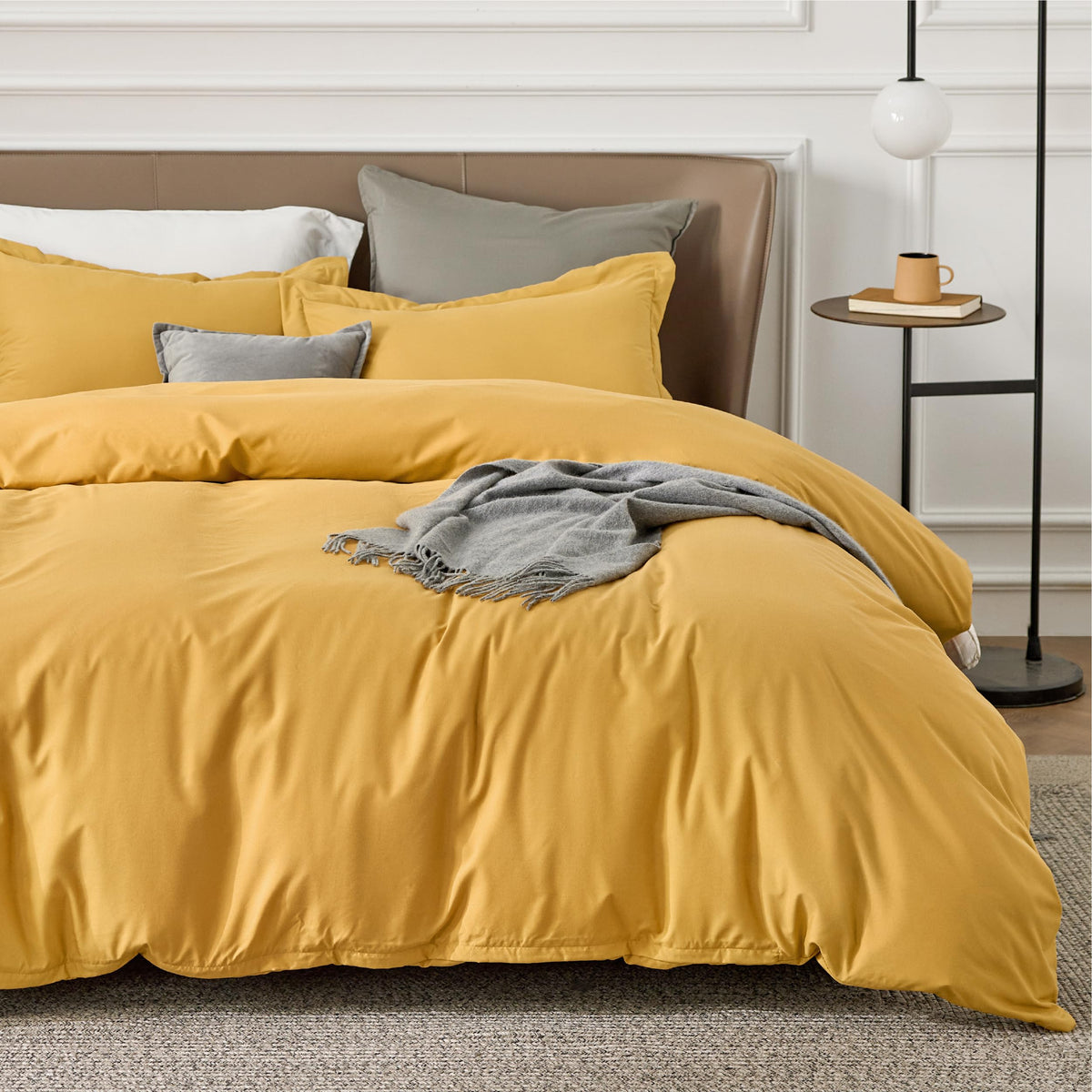 Bedsure Twin/Twin Xl Duvet Cover Kids - Soft Double Brushed Duvet Cover Twin, 2 Pcs, Includes 1 Golden Yellow Kids' Duvet Cover