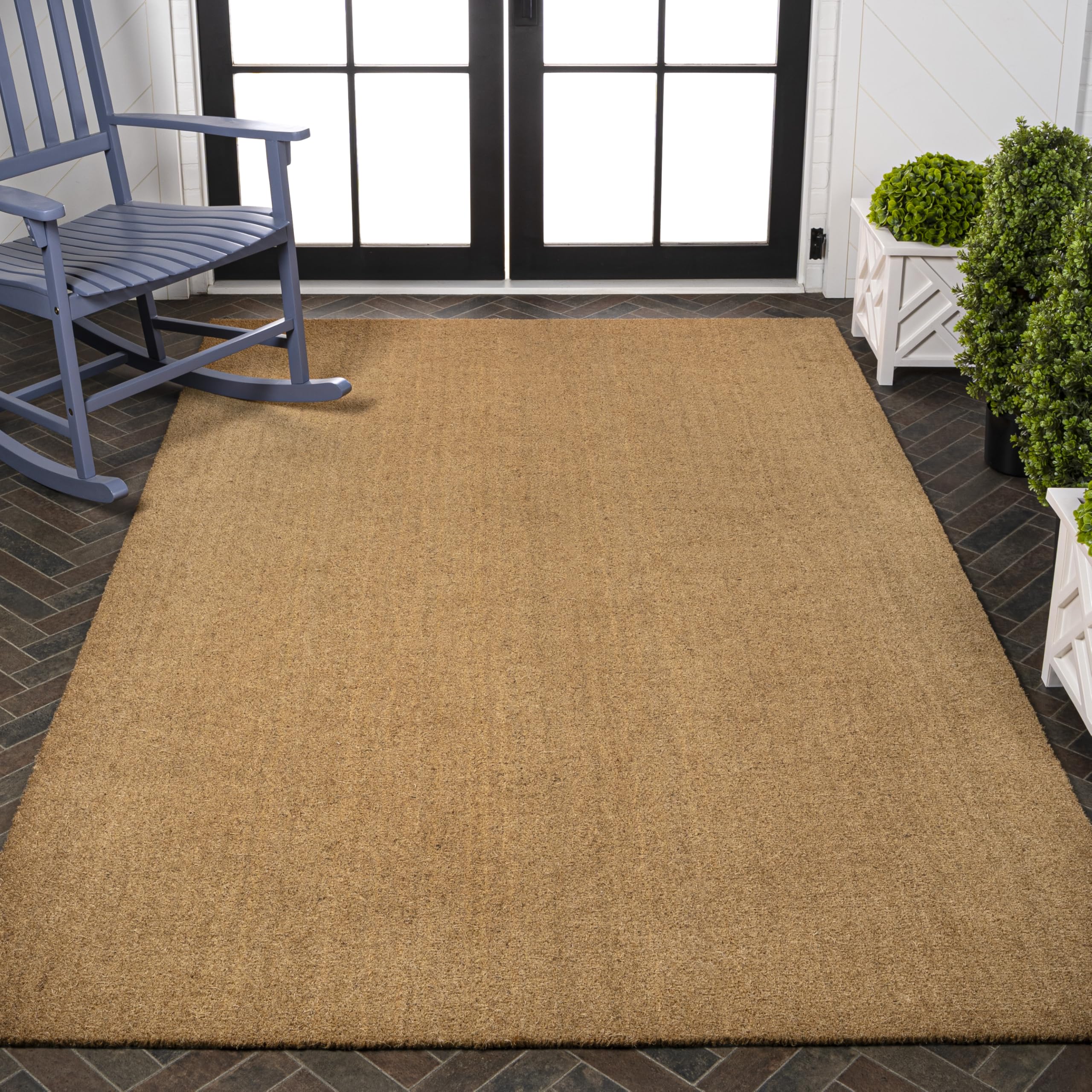 JONATHAN Y CHG100A-6 Peater Classic Casual Commerical Natural Coir Light Brown 6 ft. x 9 ft. Doormat for Entrance, Front Door, E