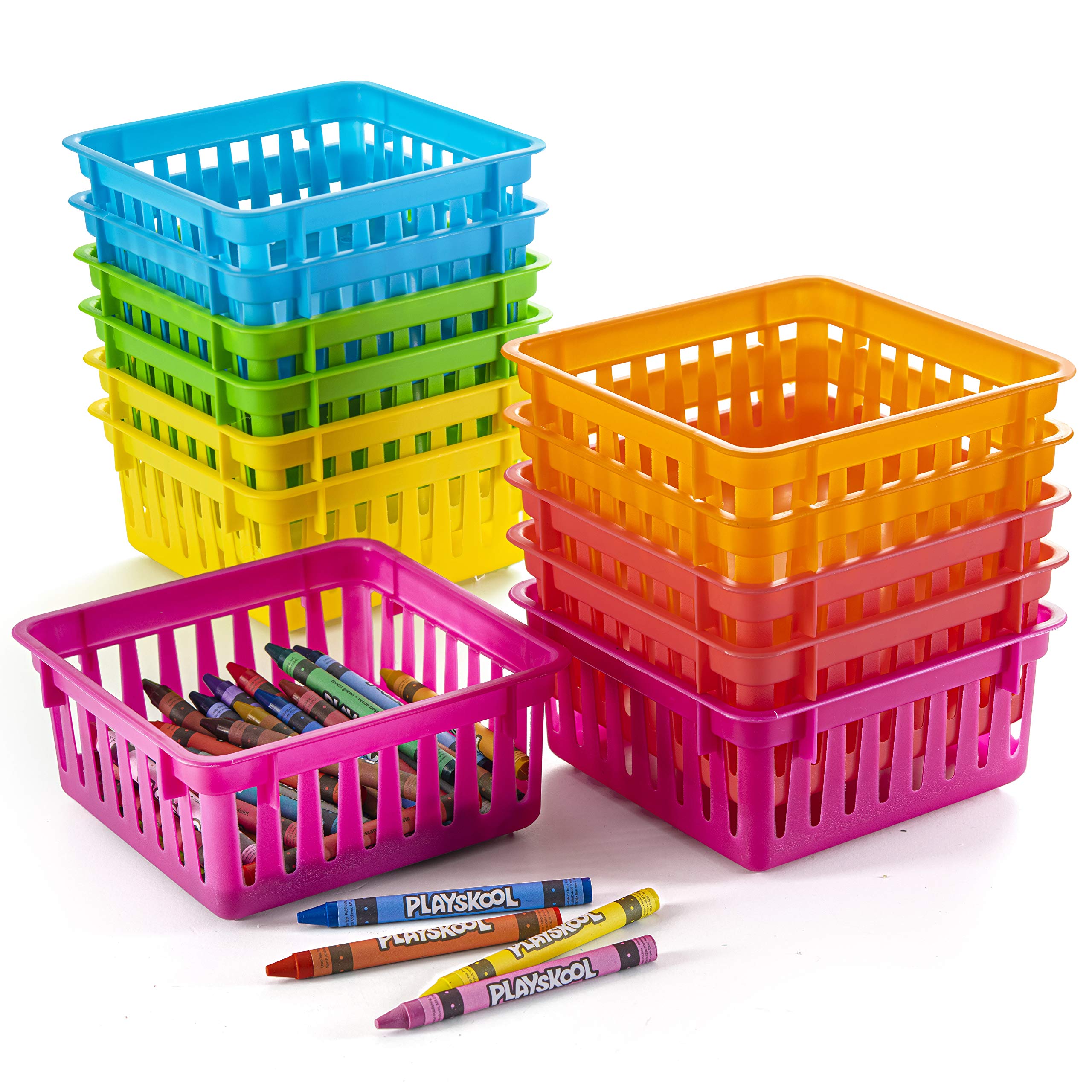 Prextex Classroom Storage Baskets Crayon And Pencill Container - Classroom Organization - Crayon Holder - Storage Basket, Shelf