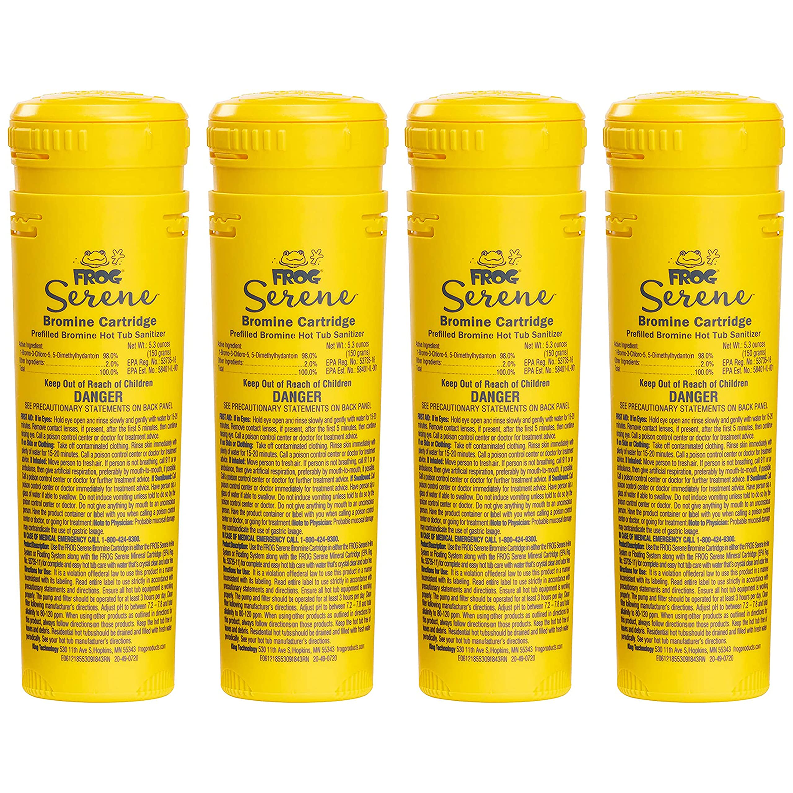 4 Frog Serene Bromine Replacement Cartridges For Hot Tubs For Use Only With Frog Serene In-Line And Floating Sanitizing Systems,