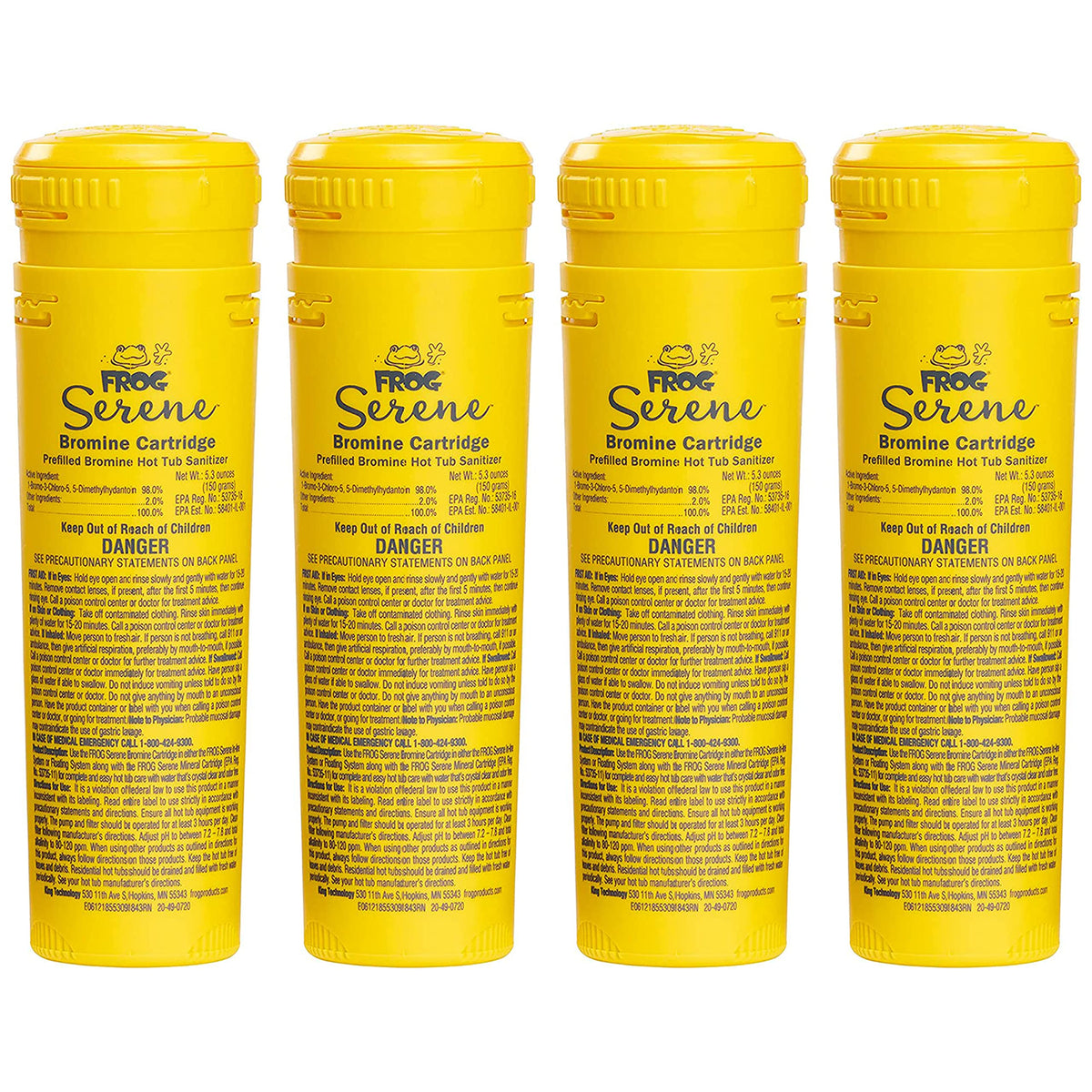 4 Frog Serene Bromine Replacement Cartridges For Hot Tubs For Use Only With Frog Serene In-Line And Floating Sanitizing Systems,