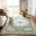 SAFAVIEH Monaco Collection Area Rug - 51 x 77, Forest Green & Light Blue, Medallion Distressed Design, Non-Shedding & Easy Car
