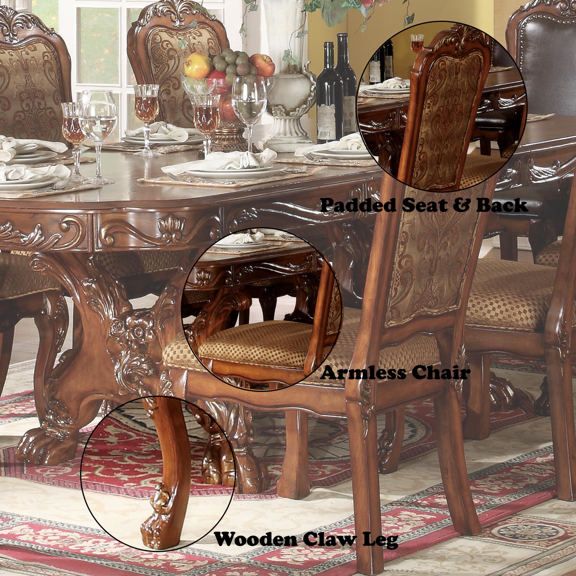 ACME Dresden Side Chair (Set-2) - 12153 - Fabric & Cherry Oak