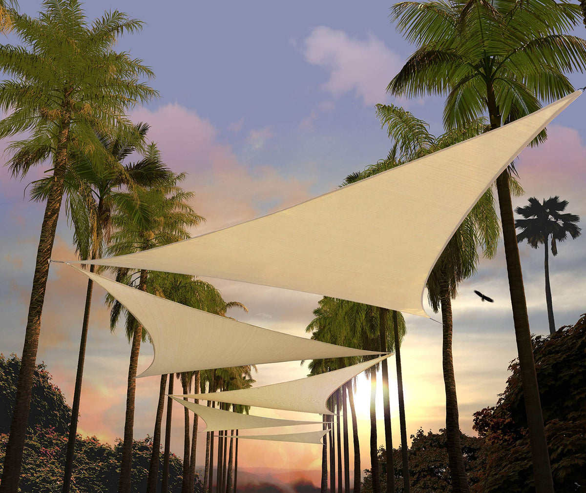 Amgo 8' X 8' X 8' Beige Triangle Sun Shade Sail Outdoor Canopy Awning Upf50+ Agtapt8, 95% Uv Blockage, Water & Air Permeable, Co