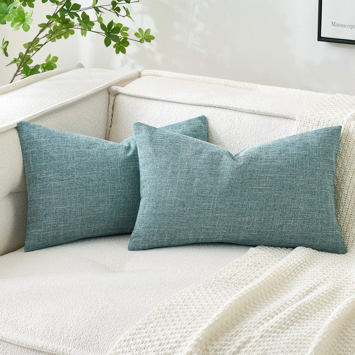 Miulee Pack Of 2 Decorative Throw Pillow Covers Linen Burlap Square Solid Farmhouse Modern Concise Throw Cushion Case Pillowcase