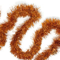 Allgala Rose Gold/Orange Tinsel Garland, 50 Feet Christmas Metallic Foil Tinsel Garland Decoration for Holiday Tree Walll Rail H