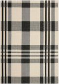 SAFAVIEH Courtyard Collection Accent Rug - 4 x 57, Black & Bone, Plaid Design, Non-Shedding & Easy Care, Indoor/Outdoor & Wash