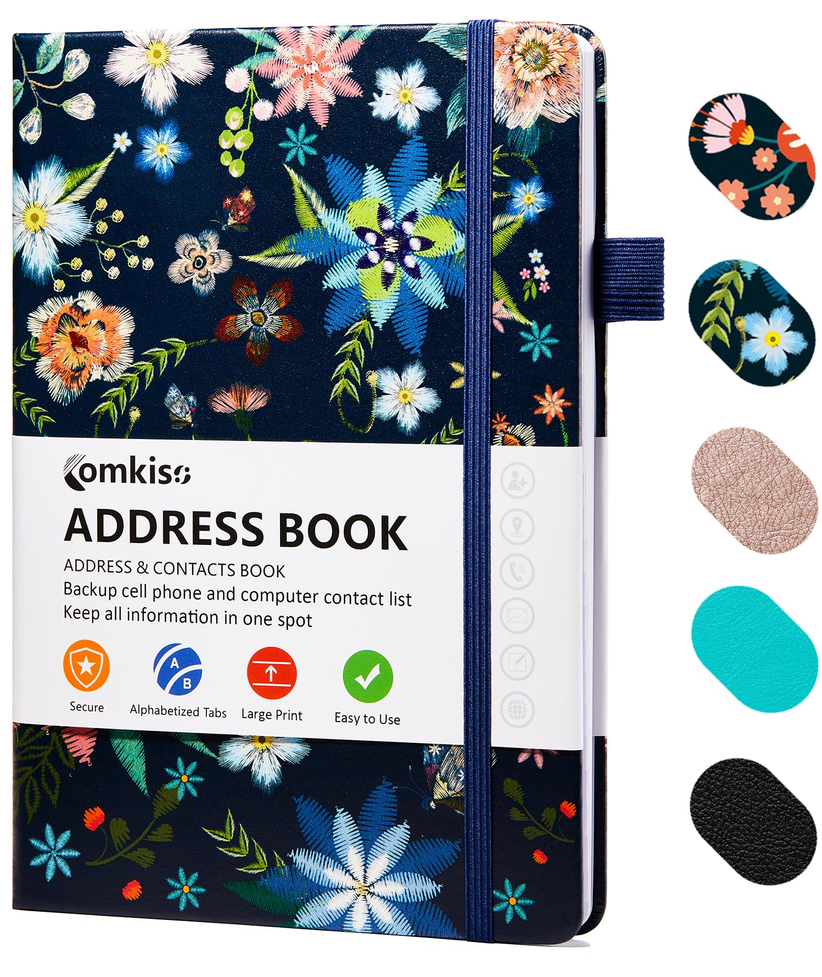 Comkiso Address Book With Individual Alphabetical Tabs Laminated, Large Print Address Book With 468 Wide Lining Entry Spaces, Ch