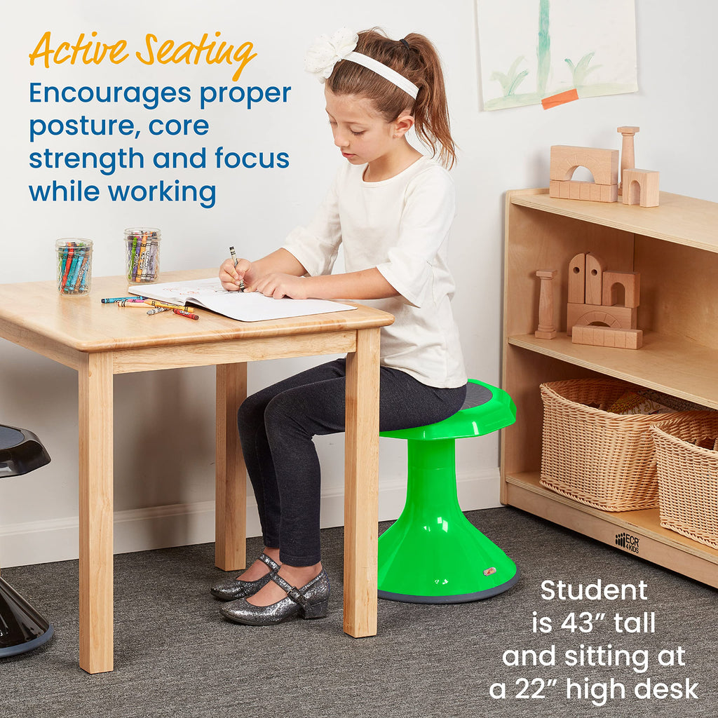 Ecr4Kids Ace Active Core Engagement Wobble Stool, 15-Inch Seat Height, Flexible Seating, Grassy Green