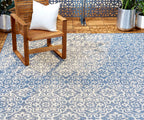 Nicole Miller New York Patio Country Danica Transitional Geometric Indoor/Outdoor Area Rug, Blue/Grey, 3'11'X5'2'