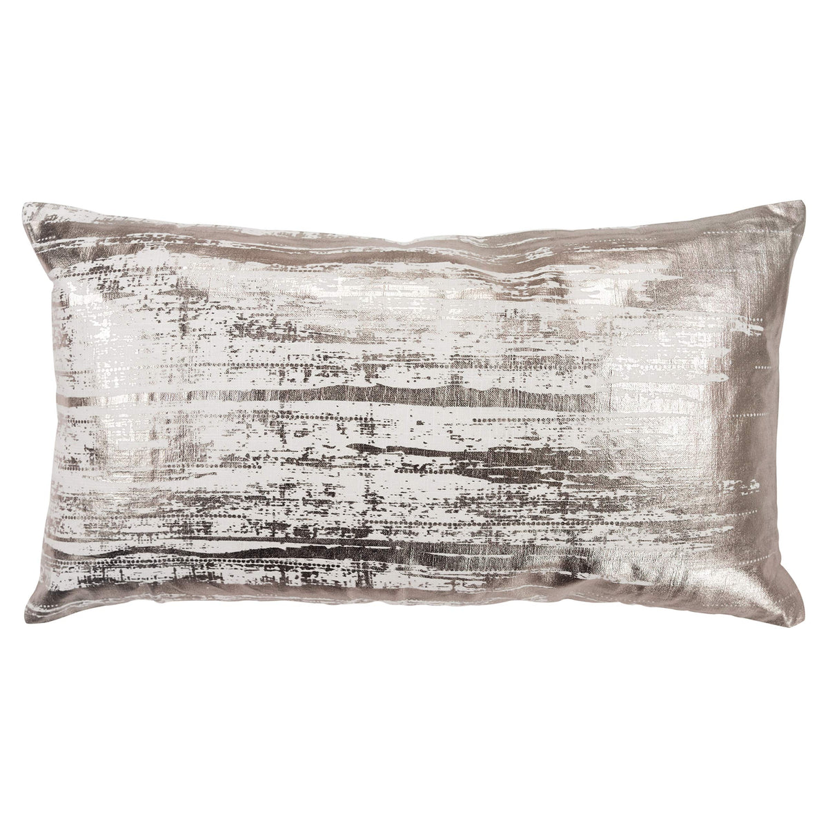 Rizzy Home Brushstroke 14&quot; x 26&quot; Down Filled Pillow with Silver Cotton Cover