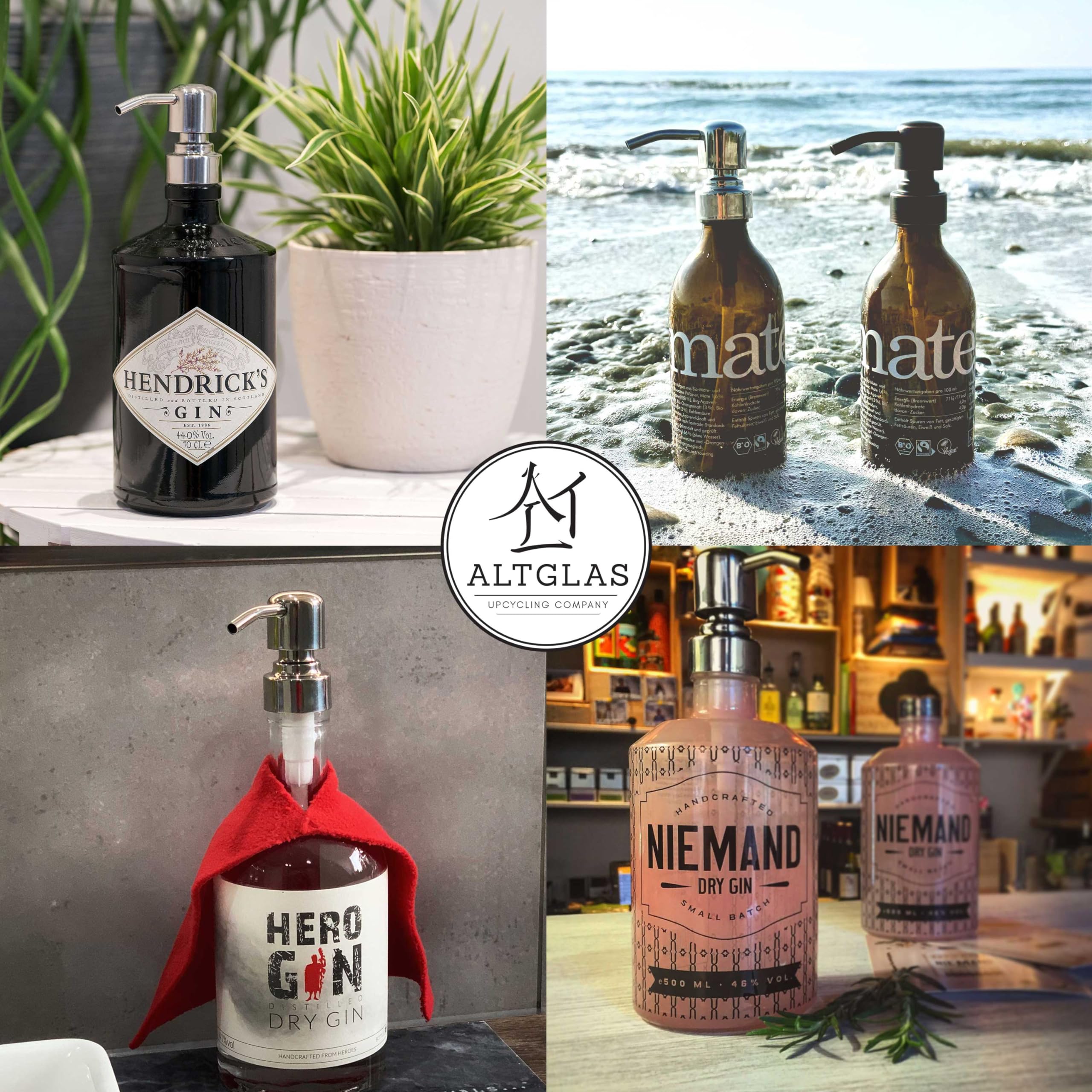 Altglas Four Pack - 4X Stainless Steel Soap Dispenser Pump 'Zagreb' As Replacement For Liquid Hand Soap Bottles (Silver Chrome)