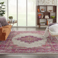 Nourison Passion Ivory/Fuchsia 8 x 10 Area Rug, Boho, Traditional, Easy Clean, Non Shedding, Bed Room, Living Room, Hallway (8