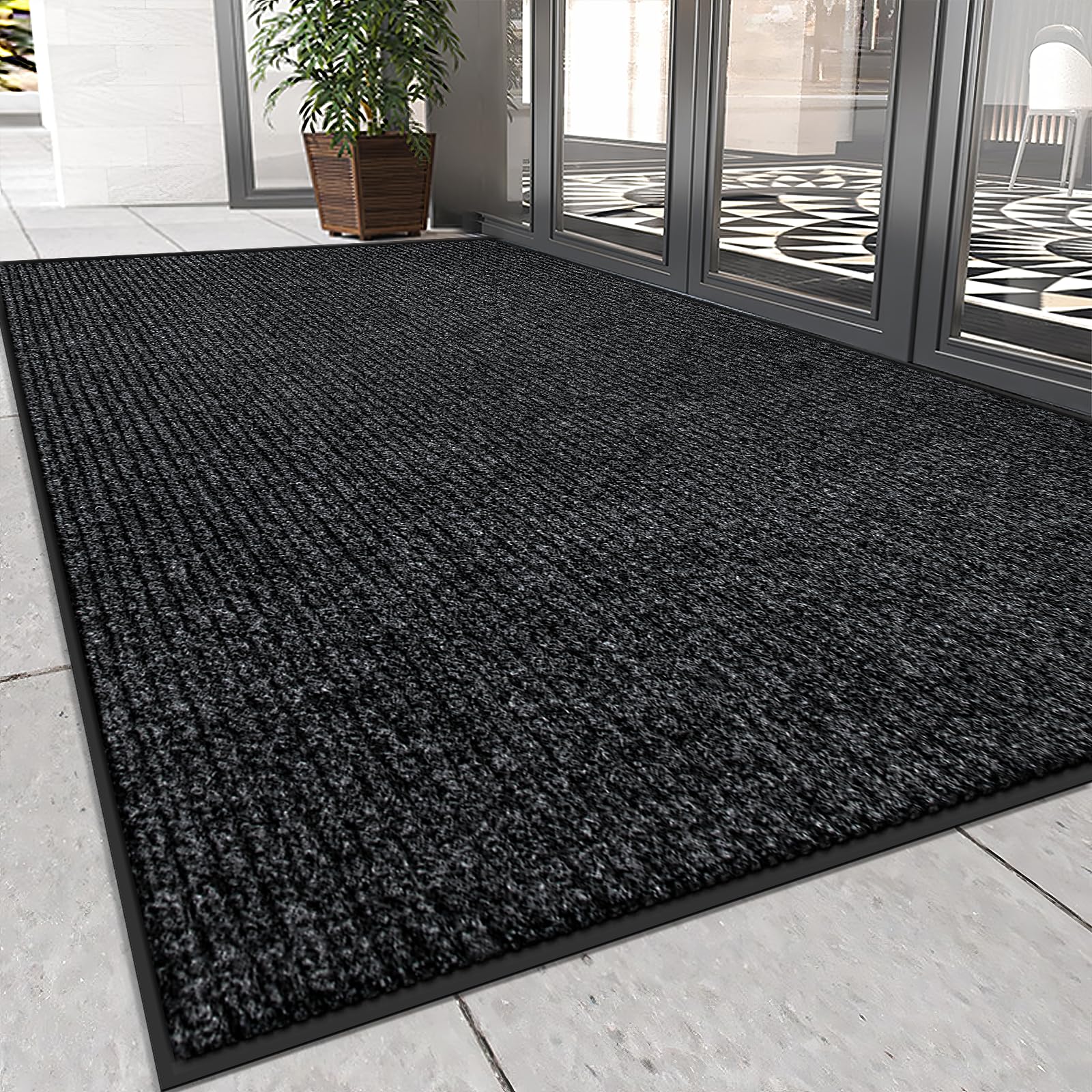 Vicwe Indoor Outdoor Door Mat,4'X8' Heavy Duty Front Door Mat, Non-Slip Washable Doormats Entrance Mats, Dirt Resistant And Abso