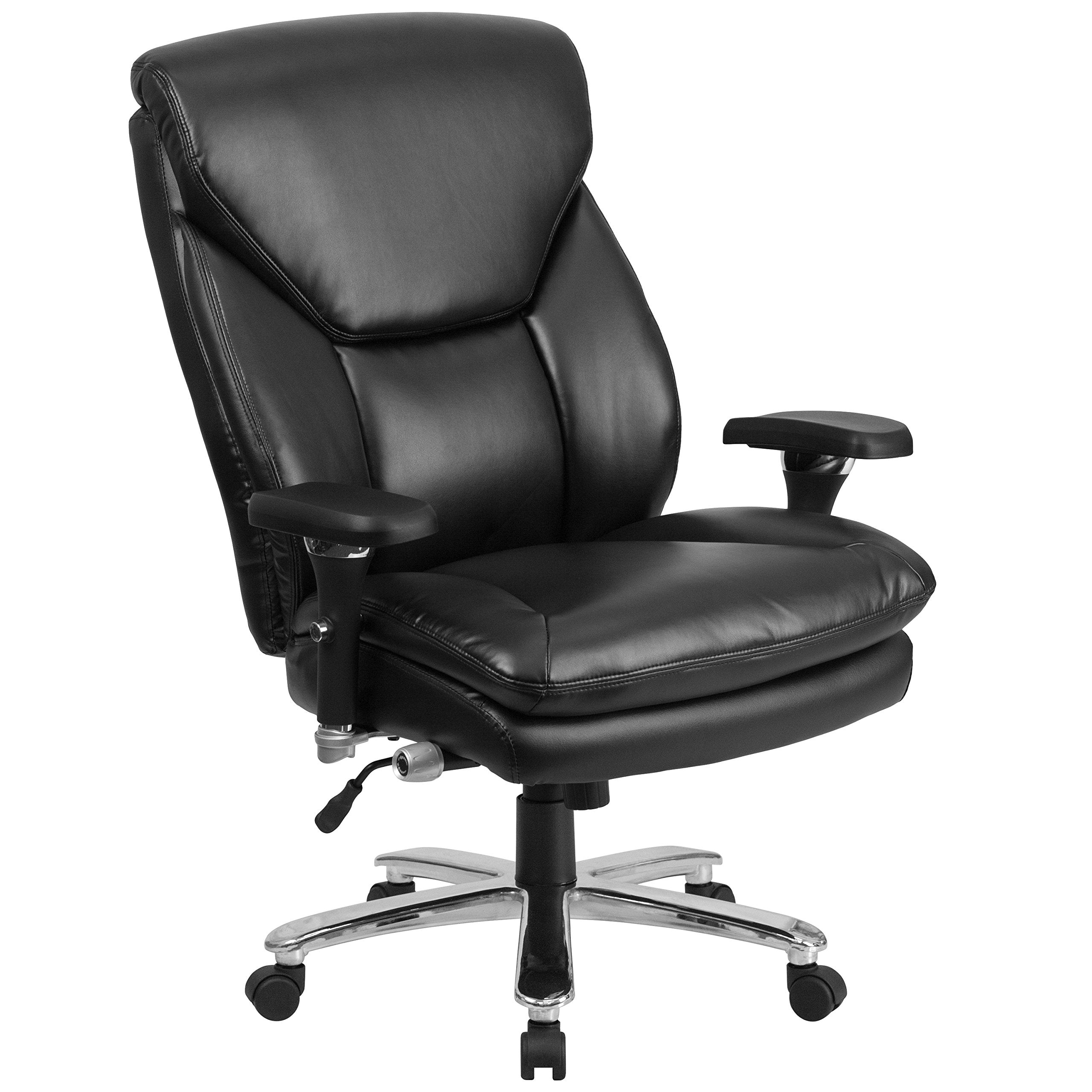Flash Furniture Hercules Series 24/7 Intensive Use Big & Tall 400 Lb. Rated Black Leathersoft Ergonomic Office Chair With Lumbar Knob